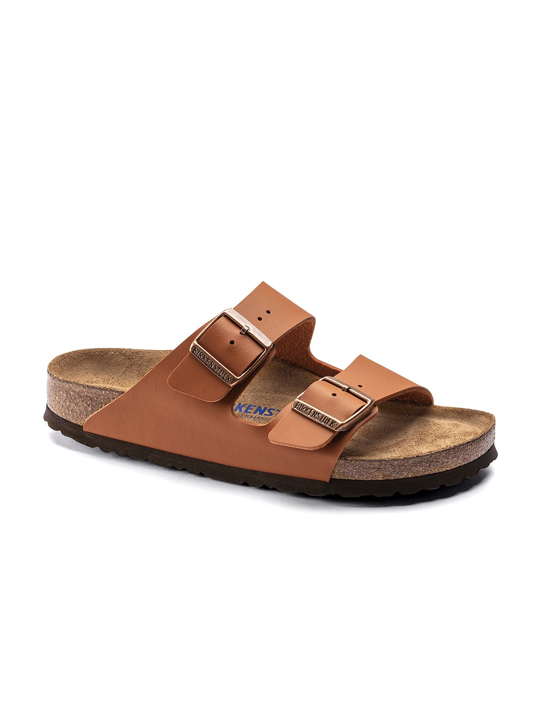 

Birkenstock Arizona Soft Footbed Ginger Brown Regular Width Birko-Flor Two-Strap Sandals