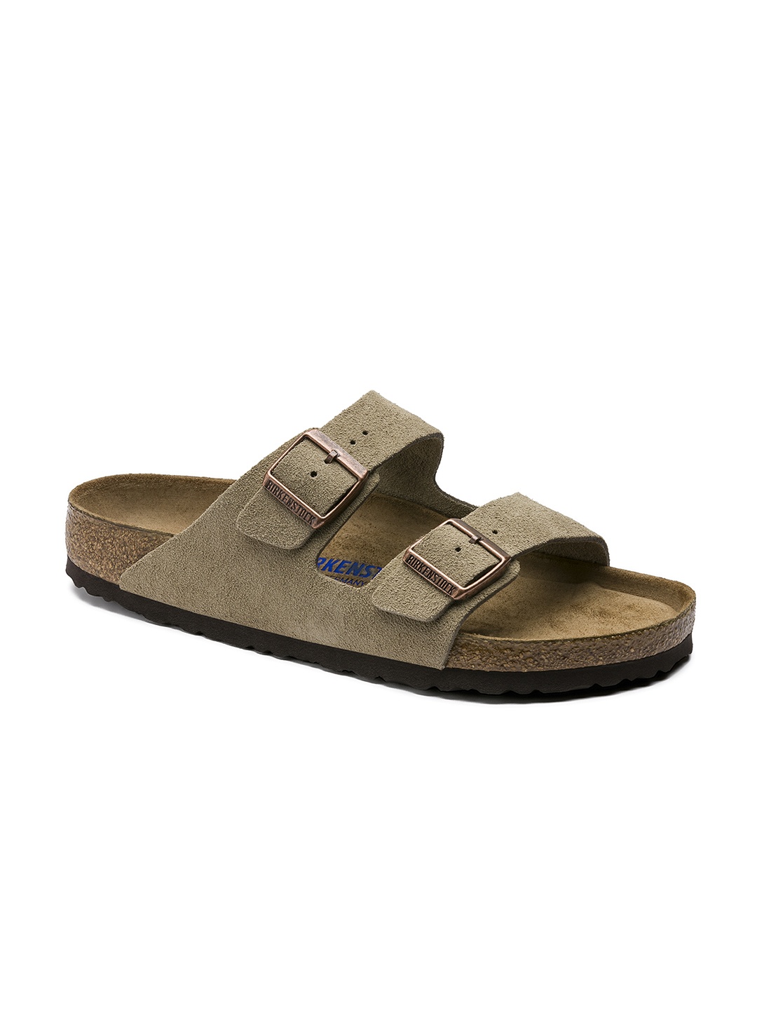 

Birkenstock Arizona Soft Footbed Taupe Regular Width Suede Leather Two-Strap Sandals, Beige