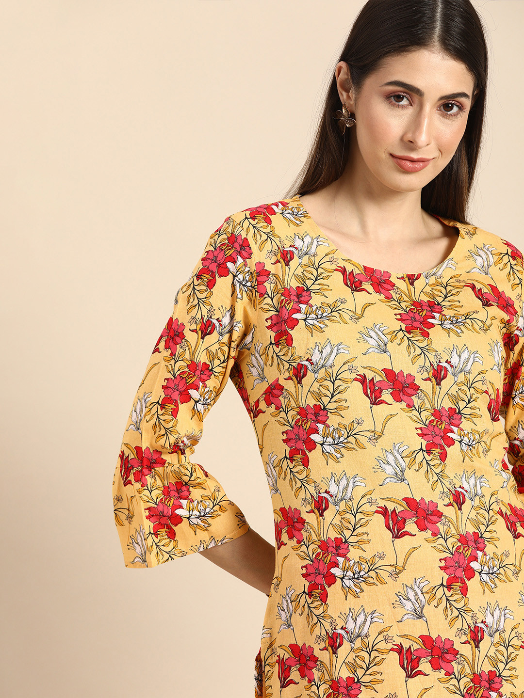 

Anouk Women Yellow & Red Floral Printed Kurta