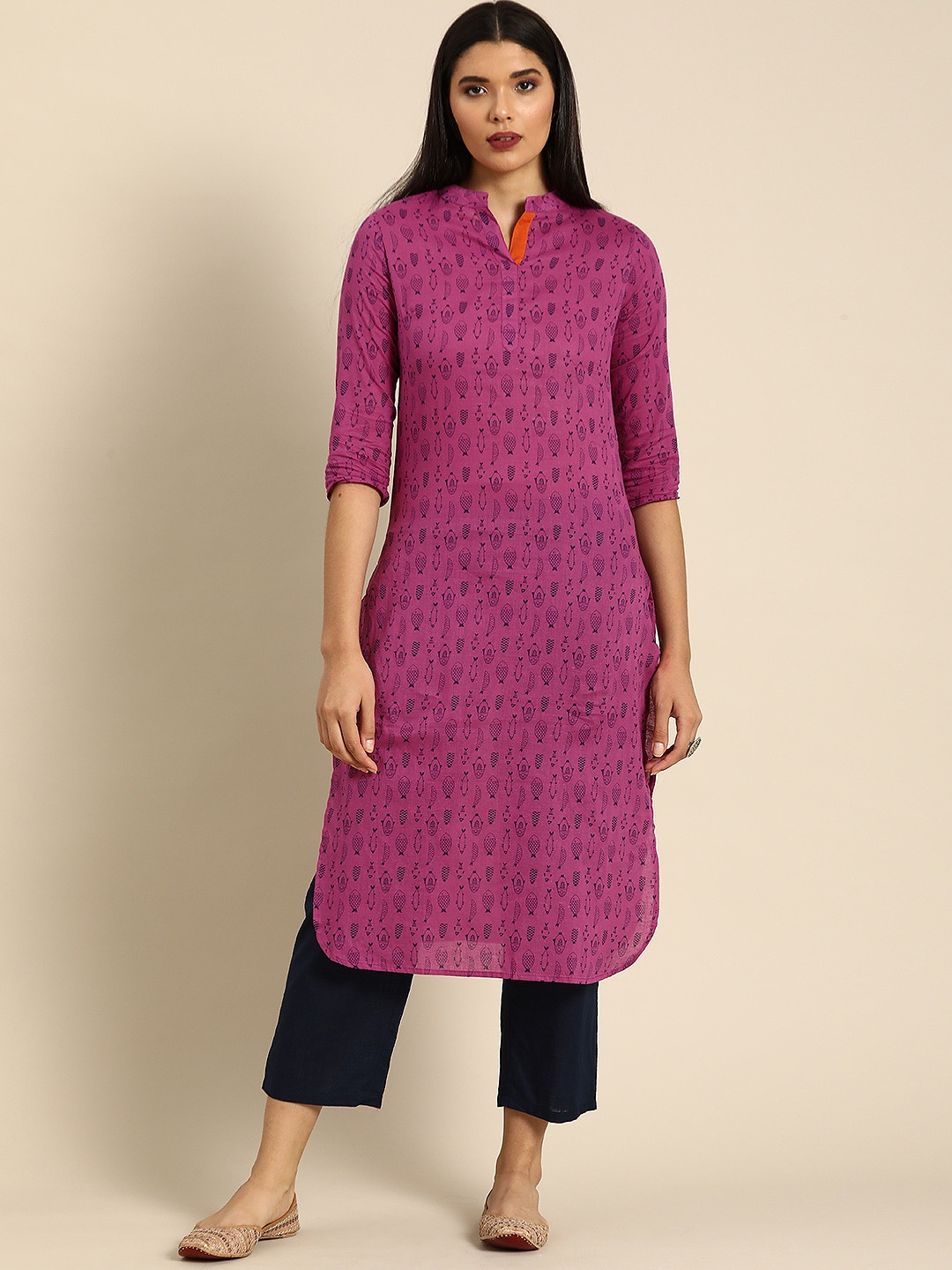 

Anouk Women Pink Ethnic Motifs Printed Kurta