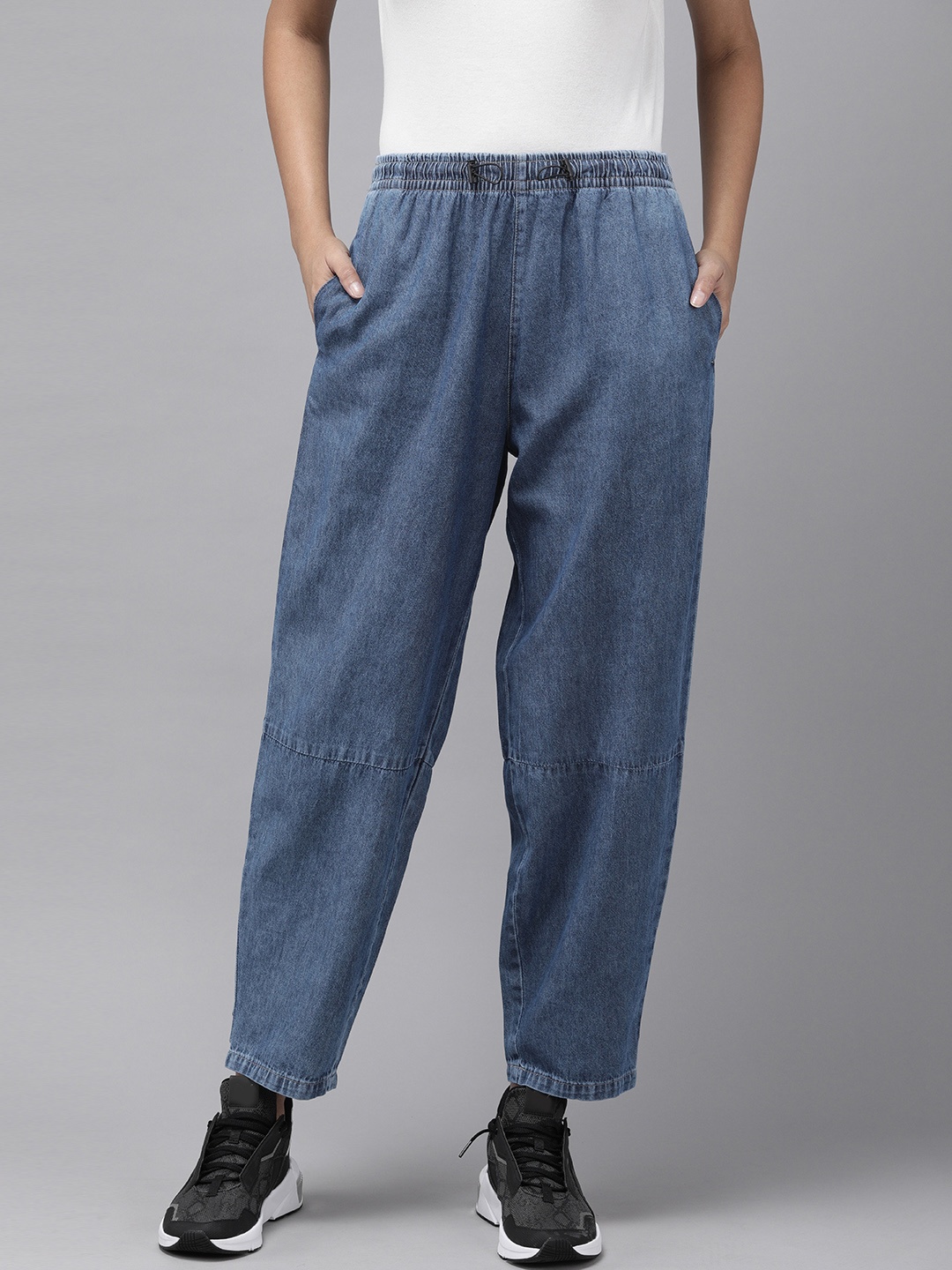 

Roadster Women Blue Slouchy Fit High-Rise Pure Cotton Jeans