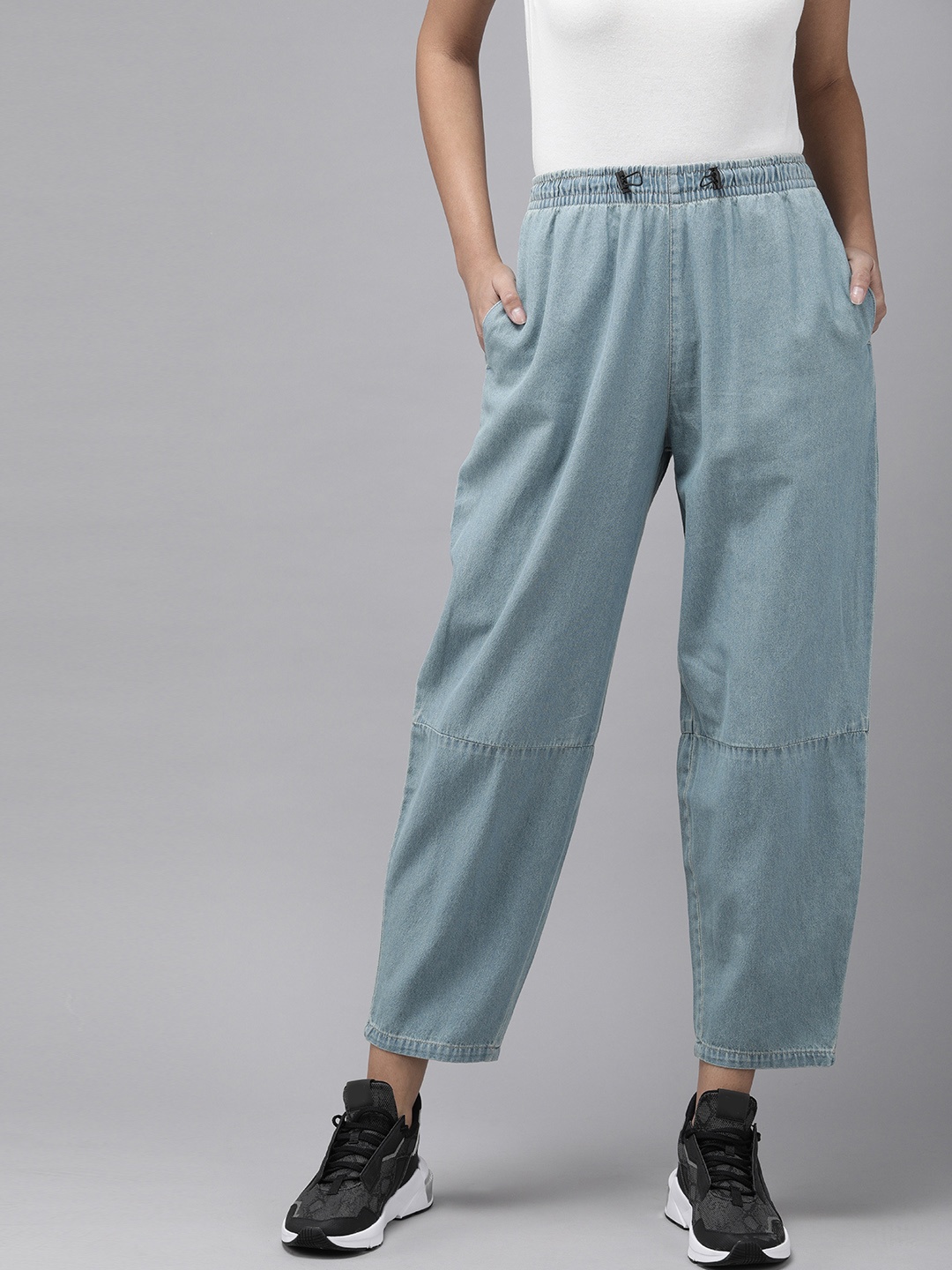 

Roadster Women Blue Slouchy Fit High-Rise Pure Cotton Jeans