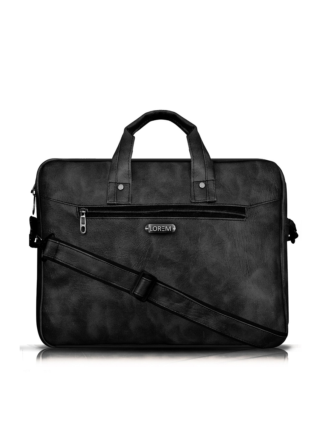 

LOREM Unisex Black Textured Messenger Bag