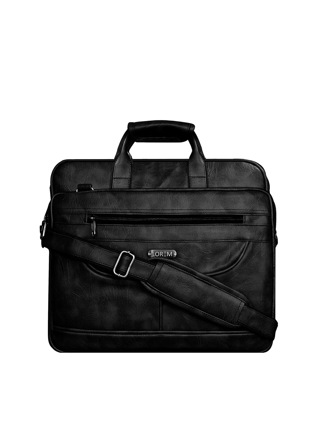 

LOREM Unisex Black Textured Messenger Bag
