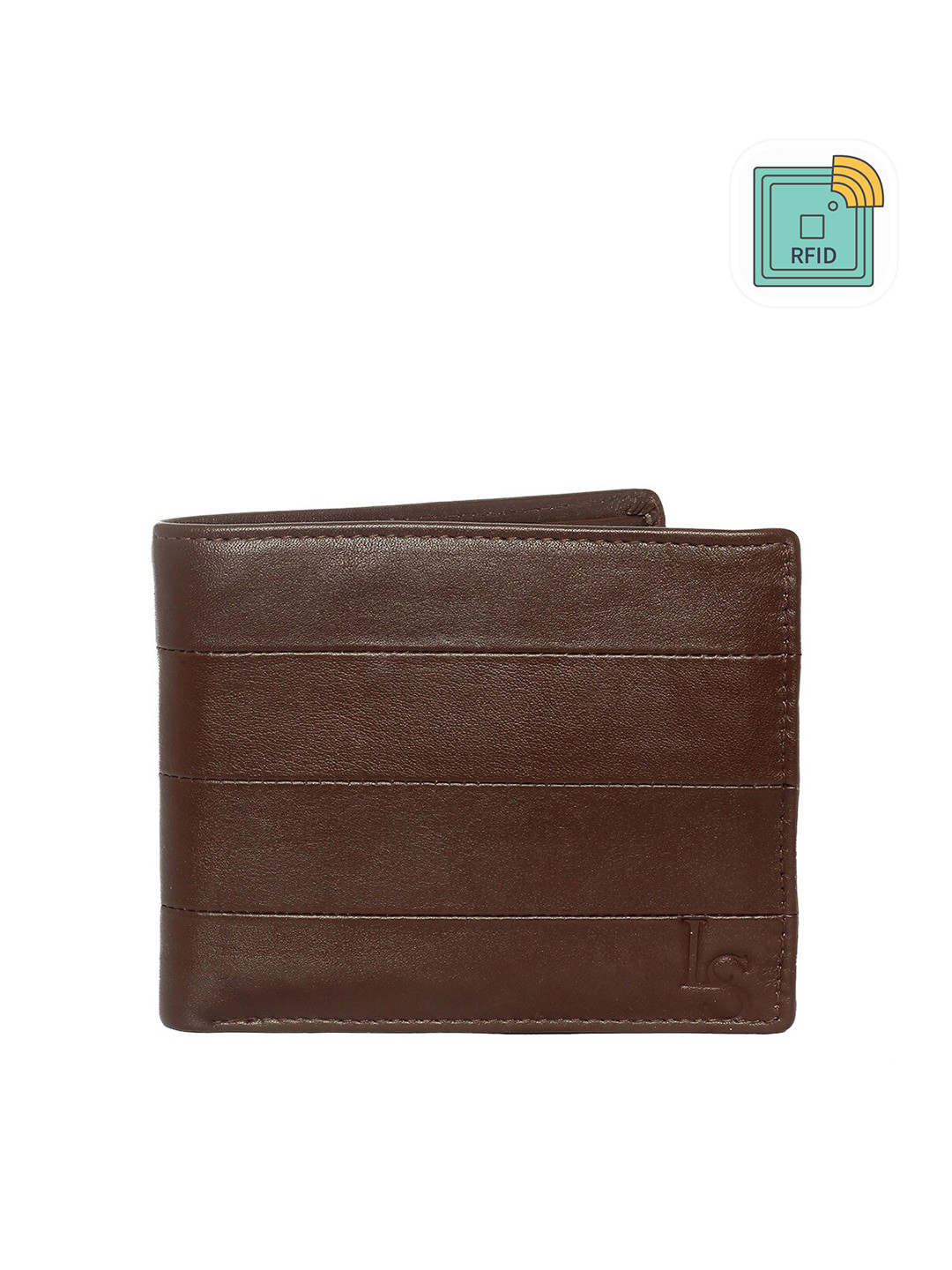 

LOUIS STITCH Men Brown Textured Leather Two Fold Wallet with RFID