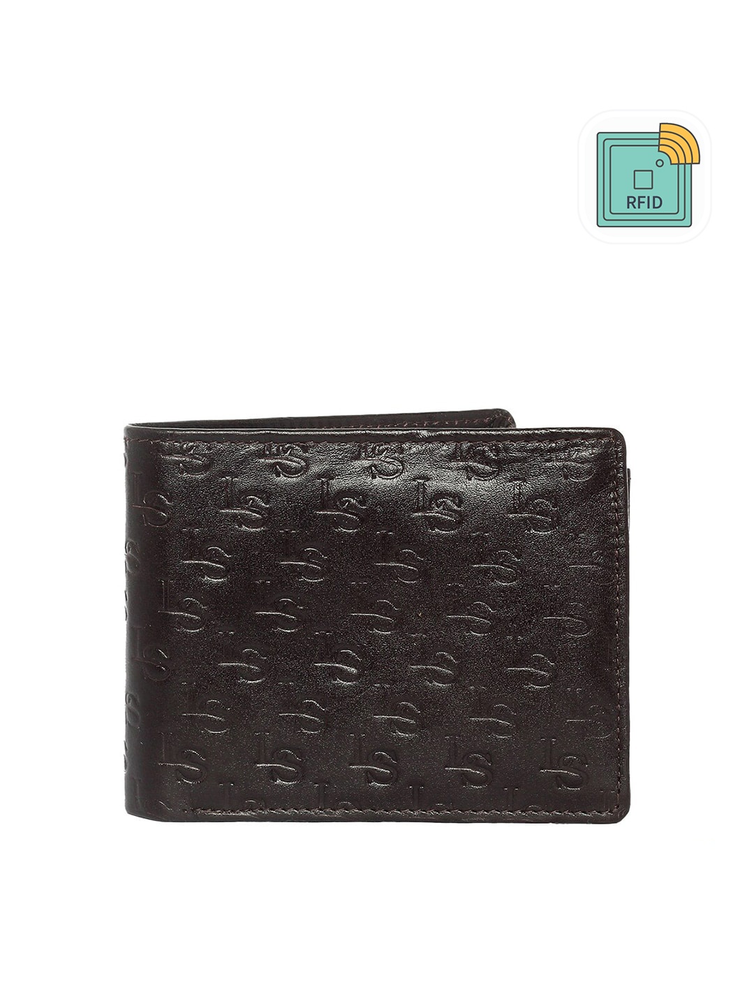 

LOUIS STITCH Men Brown Textured Leather Two Fold Wallet with RFID