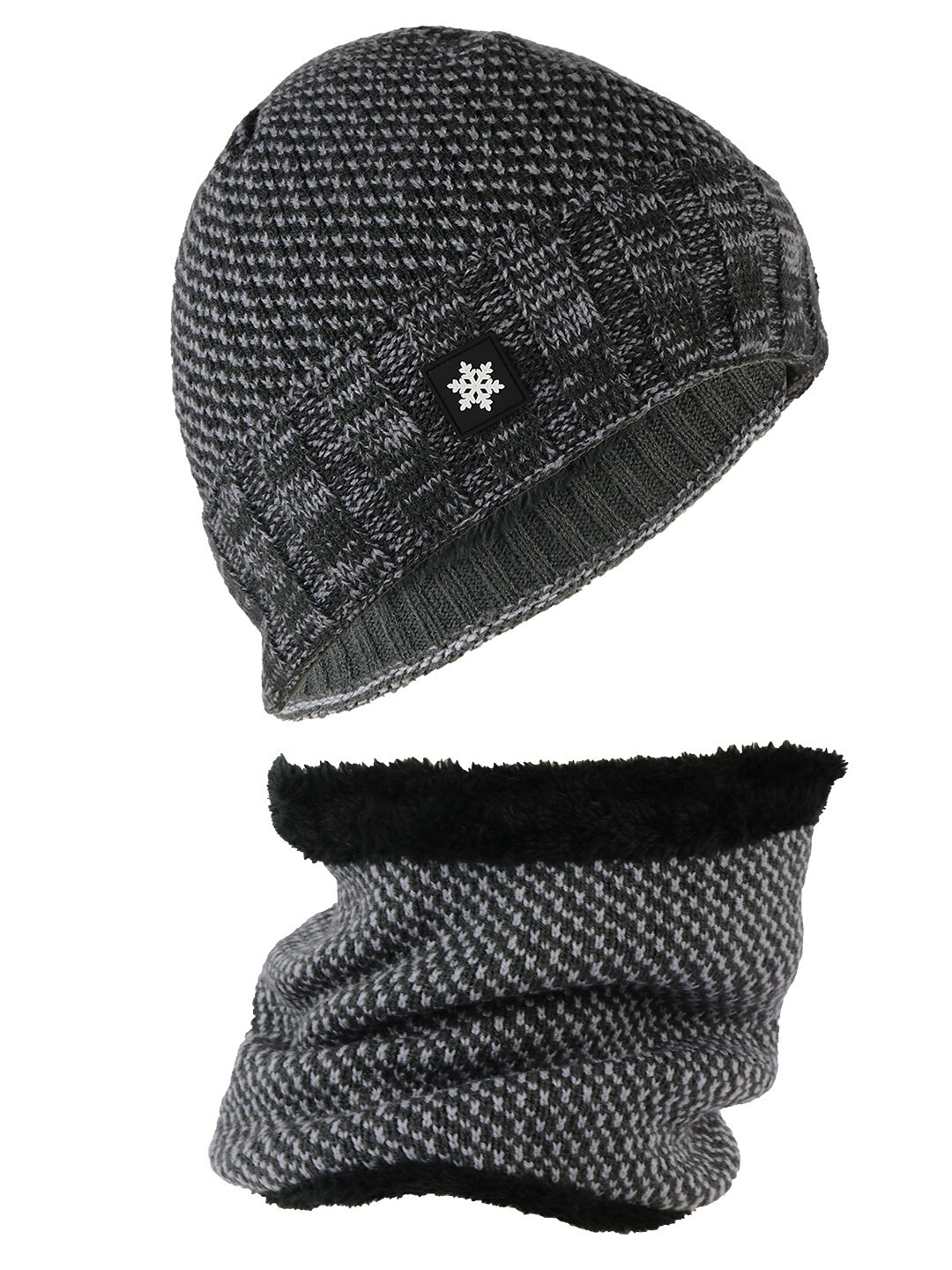 

iSWEVEN Unisex Grey & Black Beanie