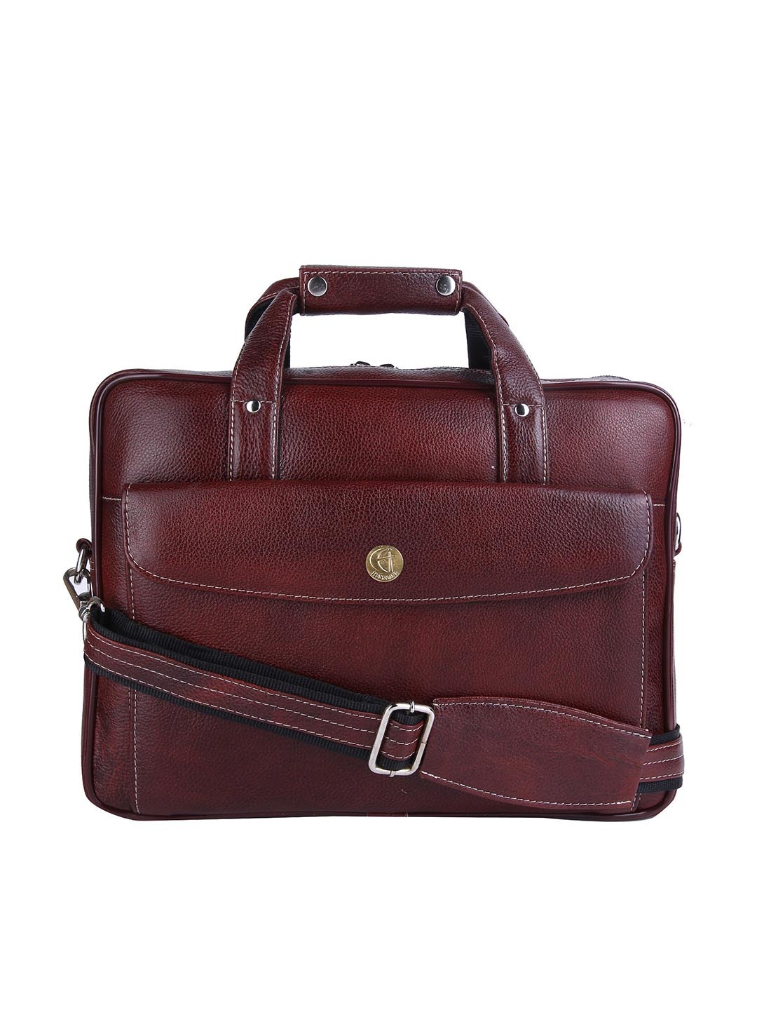 

HiLEDER Unisex Pure Leather 14.5 Inch Briefcase Laptop Messenger Satchel Office Bag, Brown