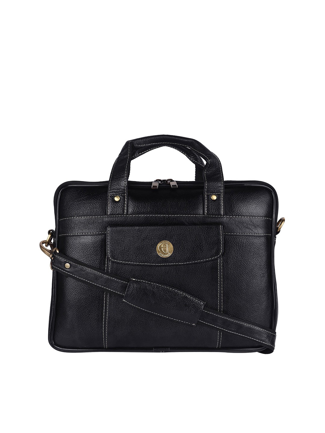 

HiLEDER Unisex Black Textured Leather 15 inch Laptop Bag