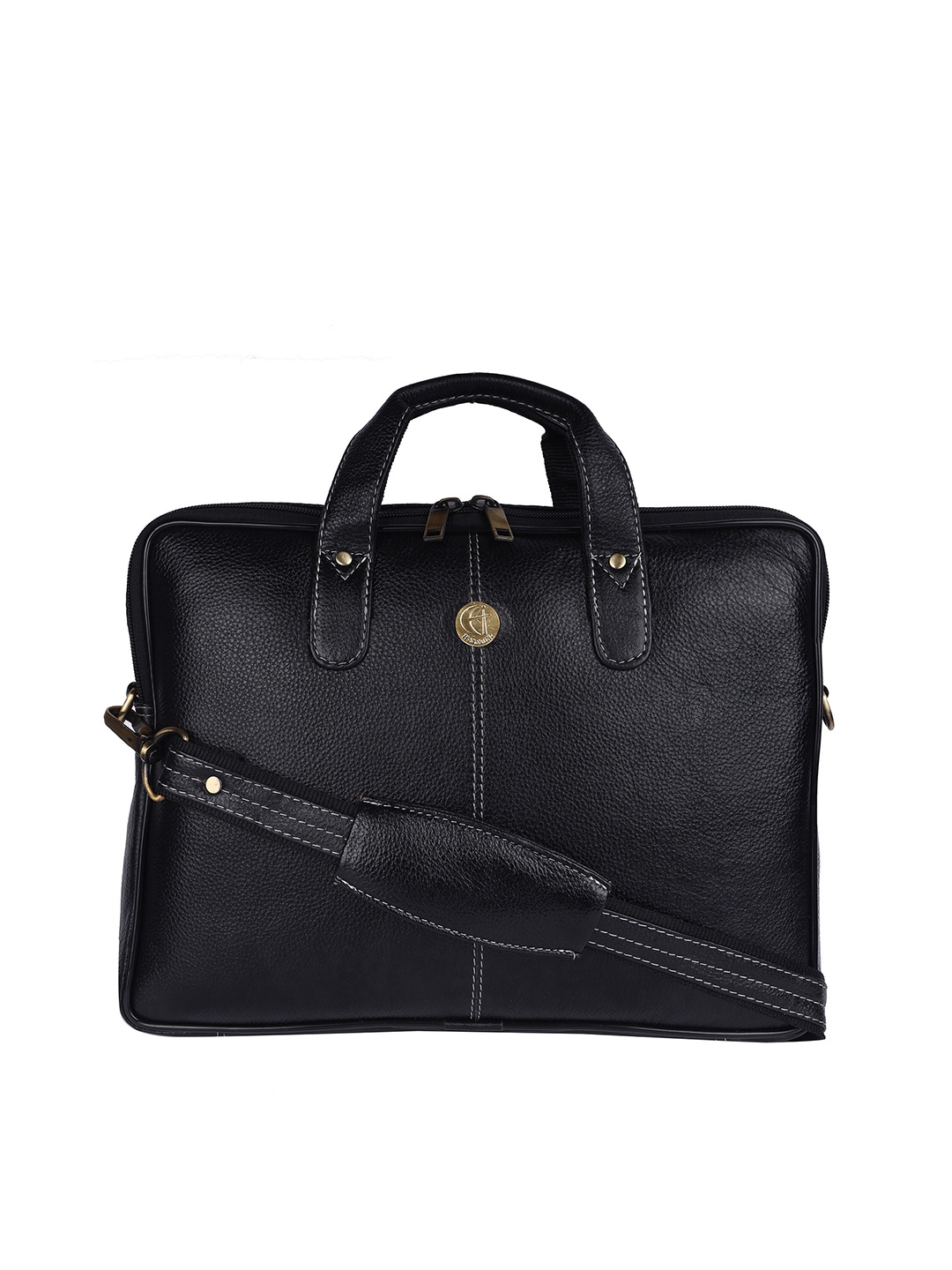 

HiLEDER Unisex Textured Pure Leather 14.5 Inch Laptop Bag, Black