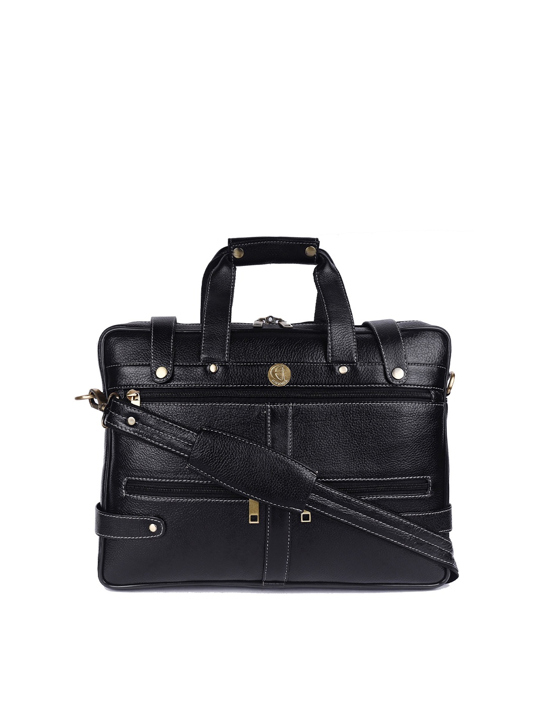 

HiLEDER Unisex Pure Leather Stylish Business Briefcase Laptop Bag, Black