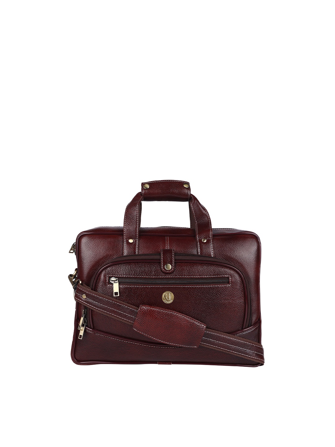 

HiLEDER Unisex Brown Textured Leather 15" Laptop Bag