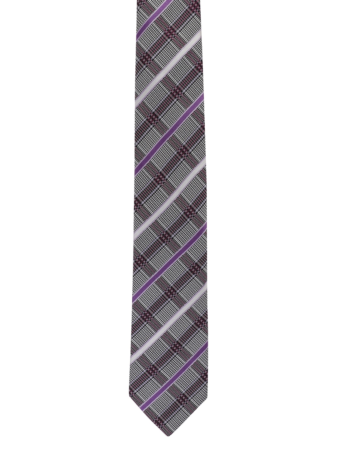 

Alvaro Castagnino Men Black & White Woven Design Broad Tie