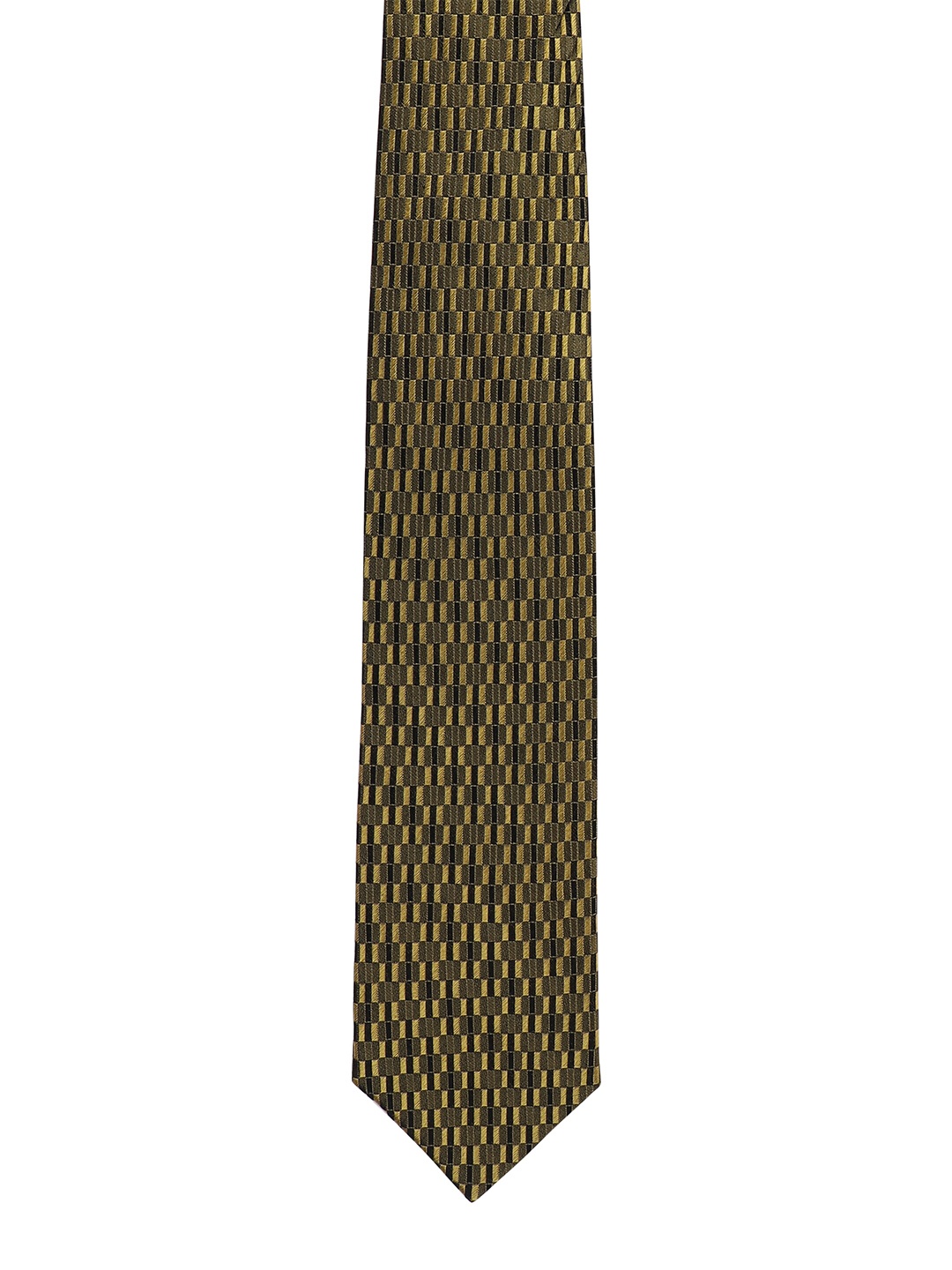 

Alvaro Castagnino Men Gold-Toned & Brown Woven Design Broad Tie