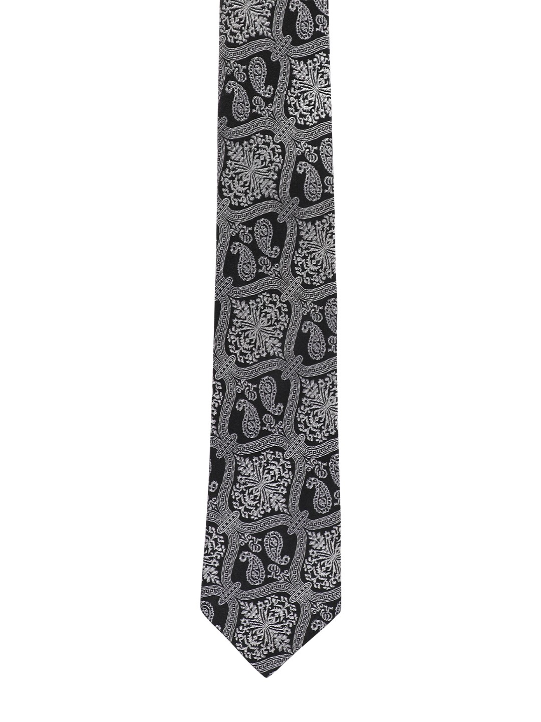 

Alvaro Castagnino Men Grey & Black Woven Design Broad Tie