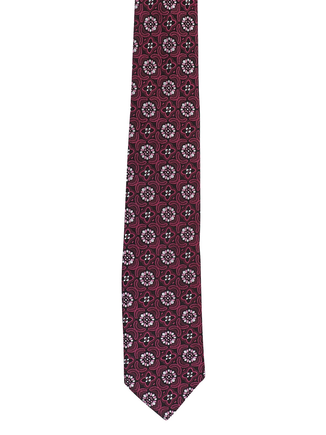 

Alvaro Castagnino Men Maroon & White Woven Design Broad Tie