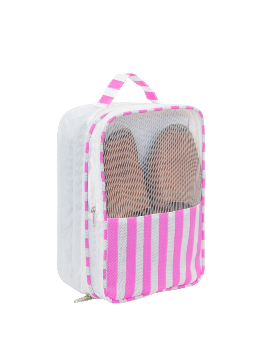 

prettykrafts Pink & White Striped Shoe Organiser