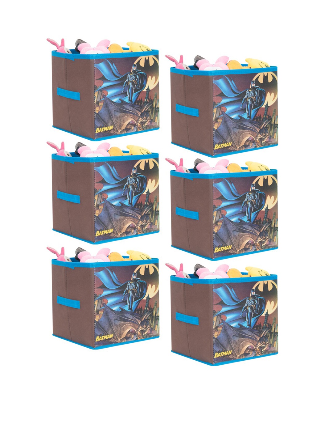 

PrettyKrafts Brown Set of 6 Batman Printed Foldable Kids Toys Organizer Storage Box