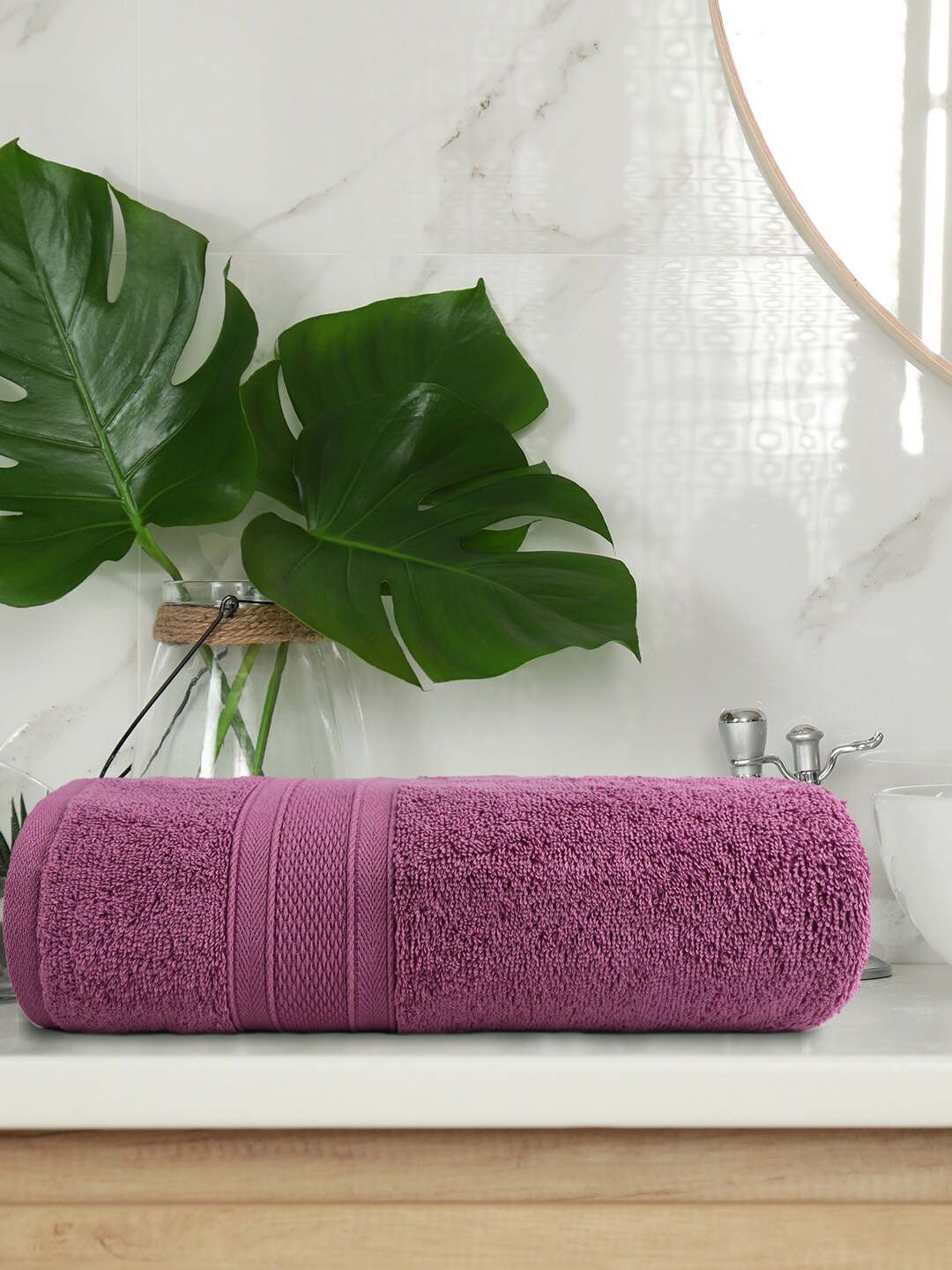 

MYTRIDENT Purple Solid 500 GSM Pure Cotton Bath Towel