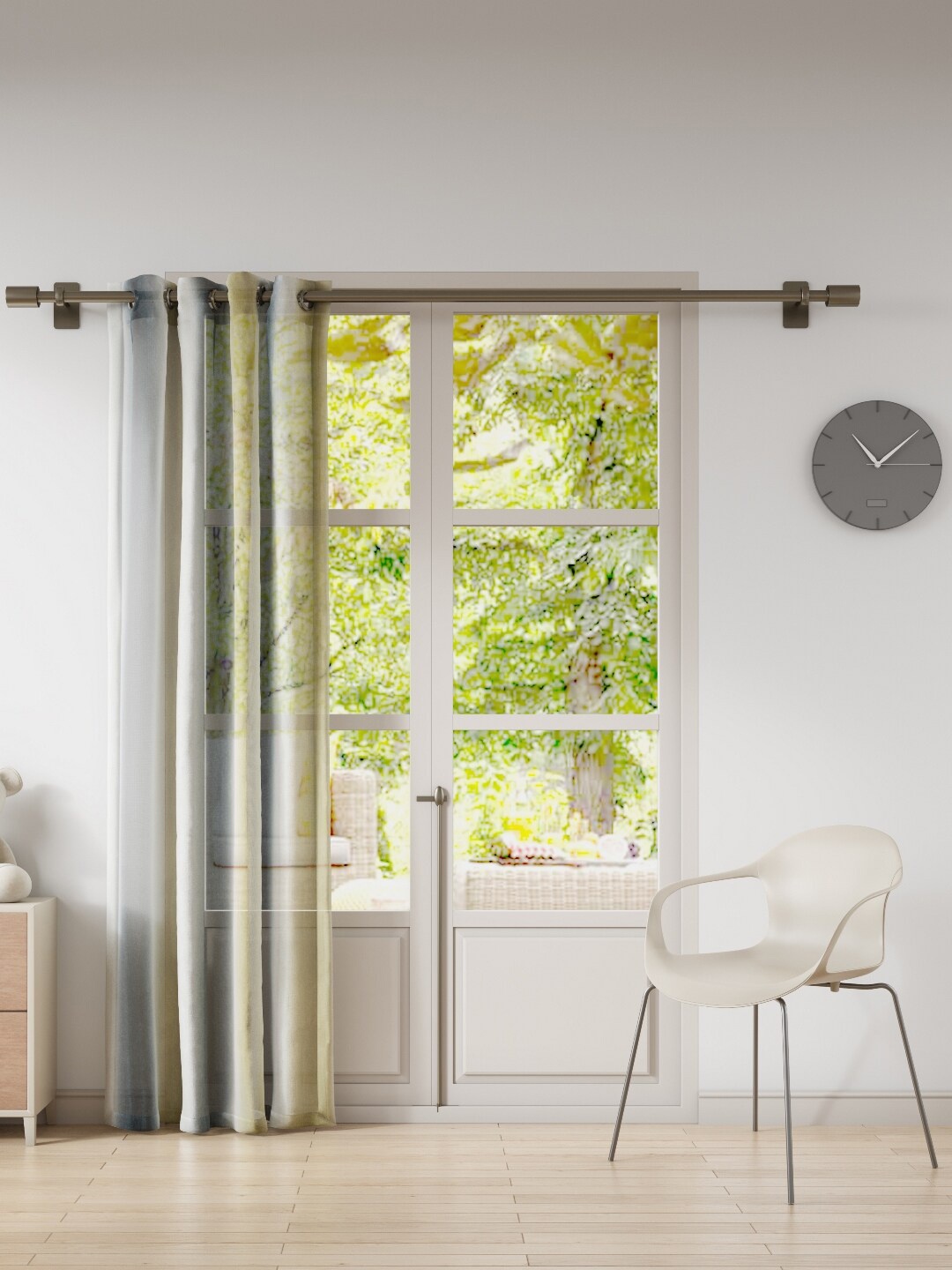 

DDecor Gold-Toned & Blue Striped Sheer Door Curtain