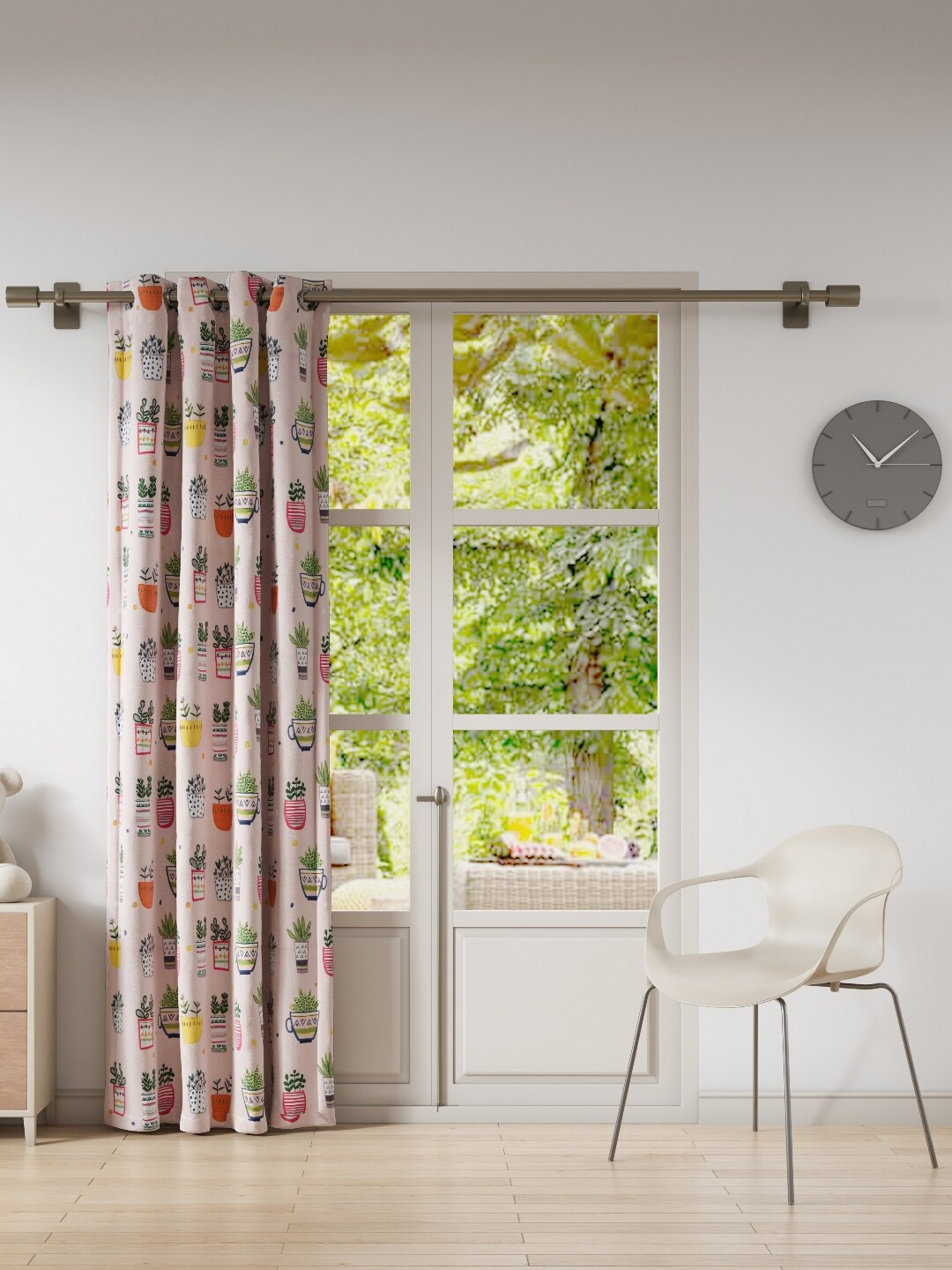 

DDecor Pink & Green Single Door Curtain