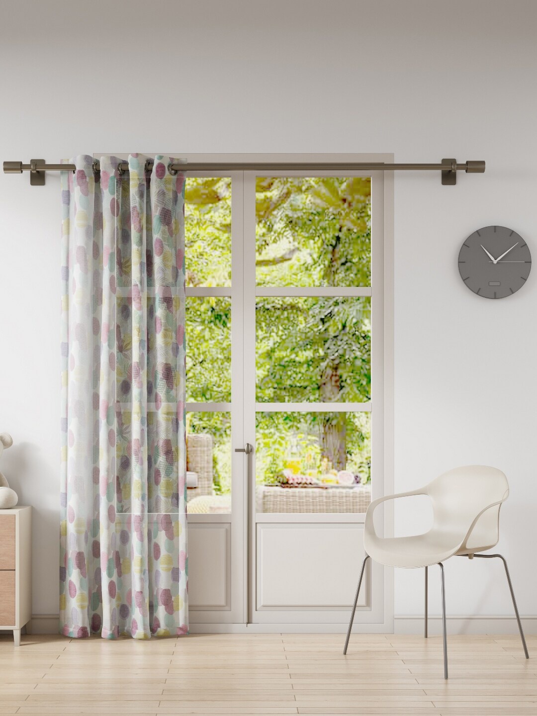 

DDecor Multicoloured Geometric Sheer Door Curtain, Multi
