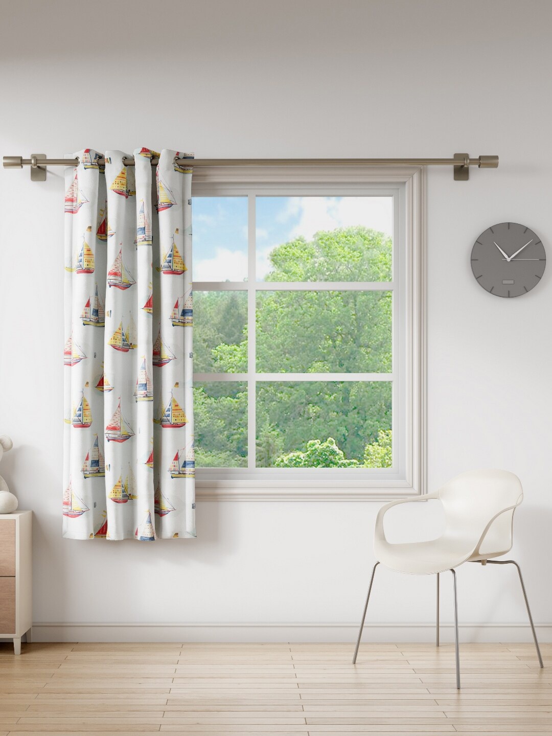 

DDecor White & Pink Quirky Window Curtain
