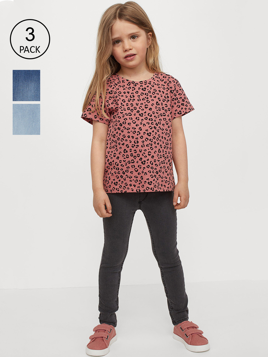 

H&M Girls 3-pack denim leggings, Grey
