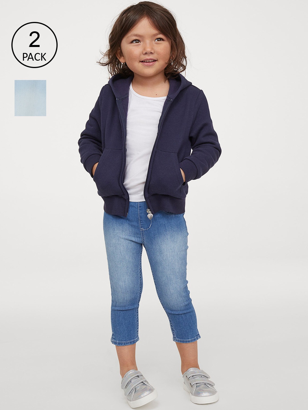 

H&M Girls Blue 2-pack capri denim leggings