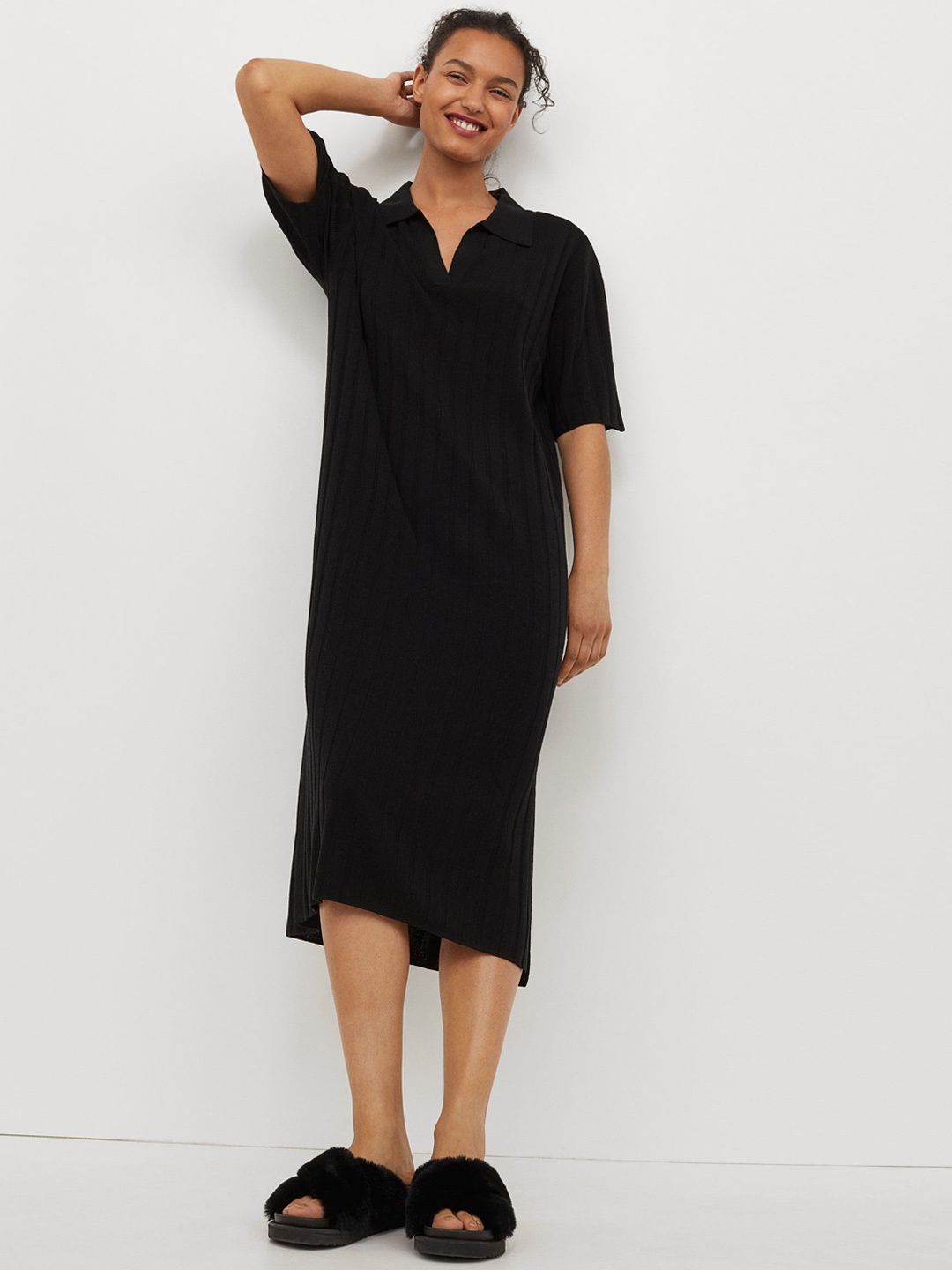 

H&M Black Rib-Knit Dress