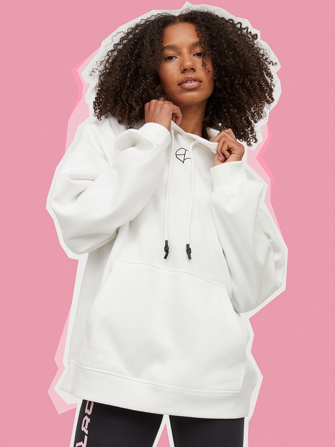 

H&M Women White Solid Oversized Hoodie