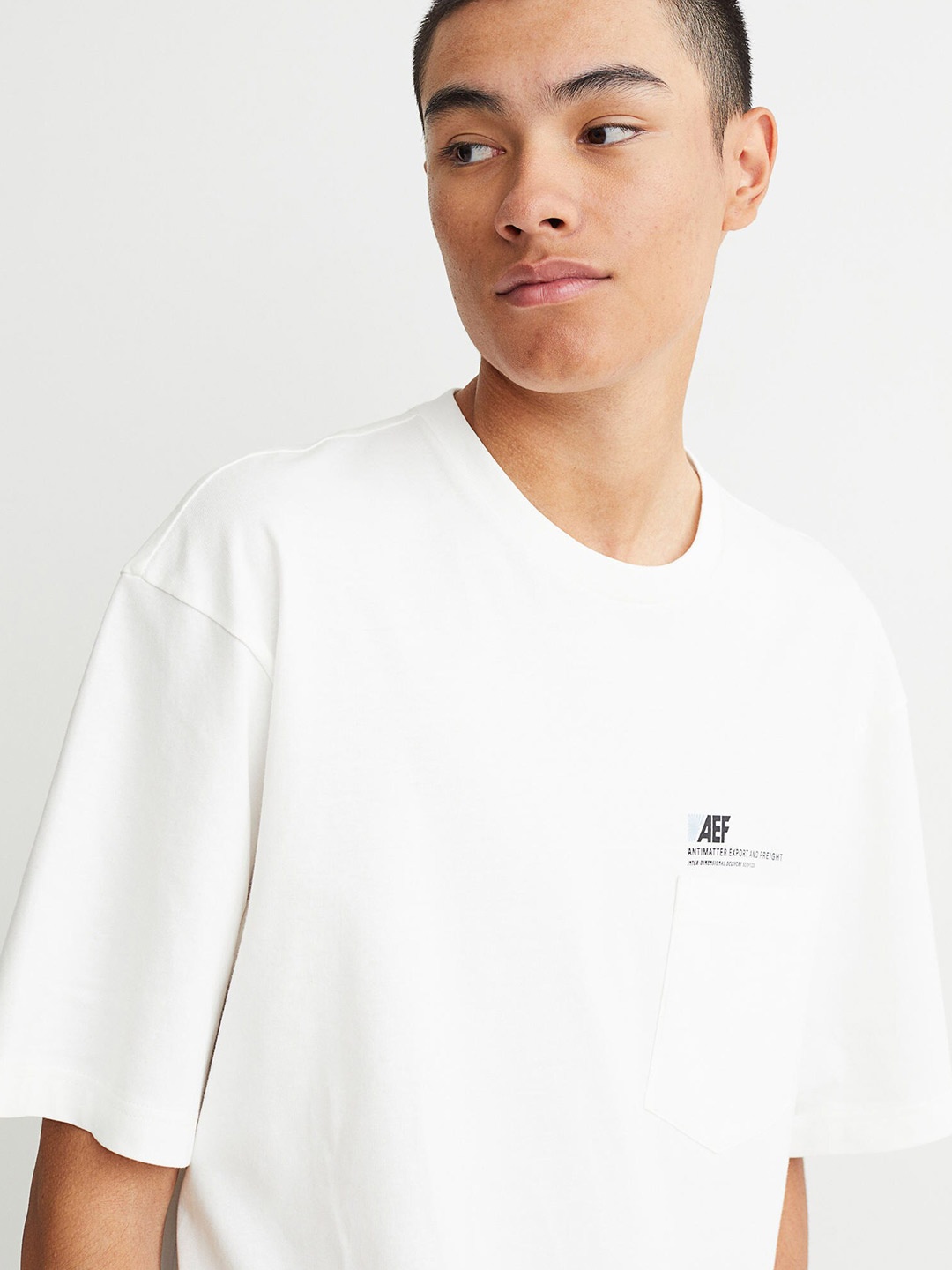 

HM Men White Printed Relaxed Fit Cotton Pure Cotton T-shirt