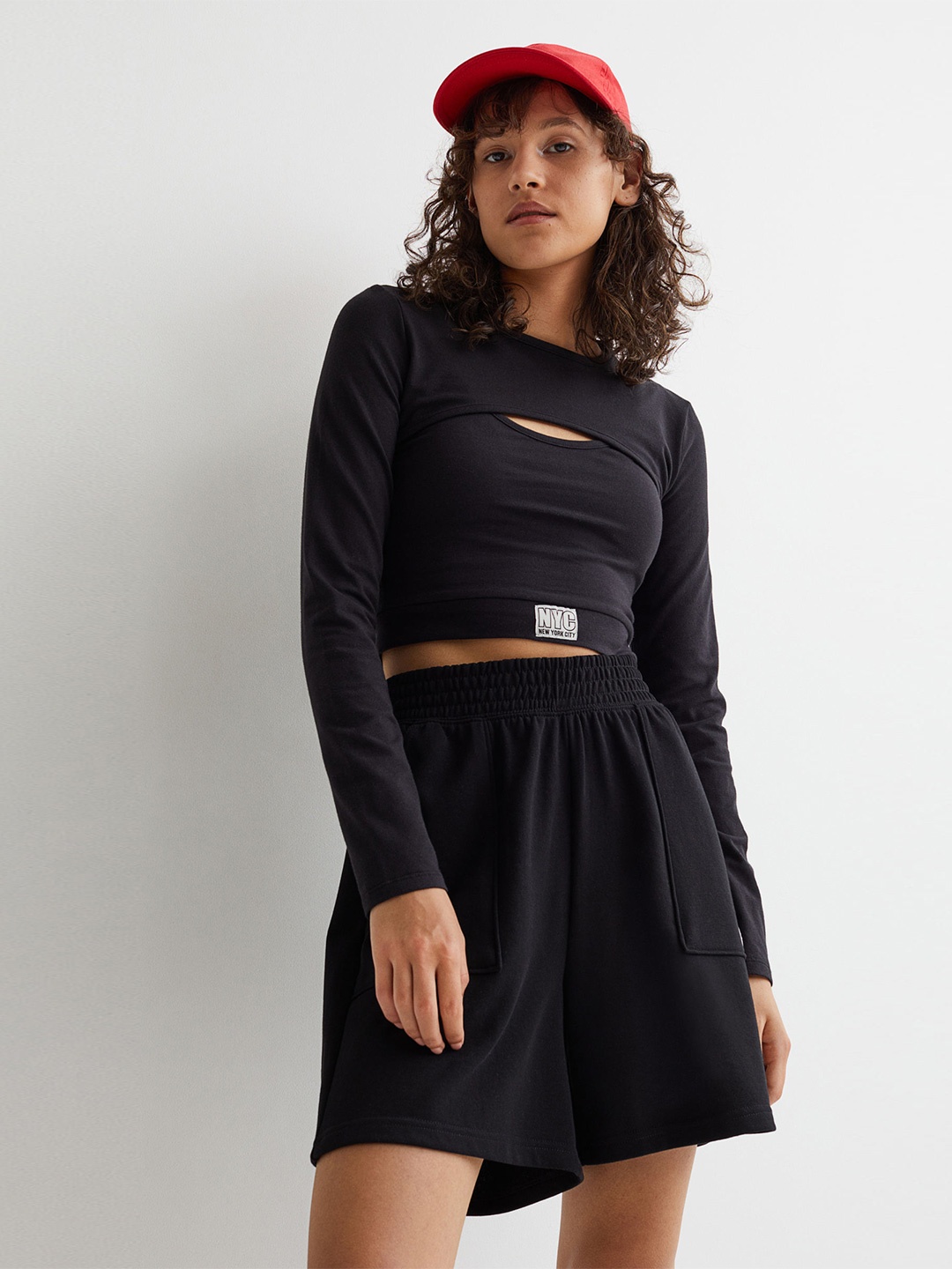 

H&M Women Black Two-Part Crop Top