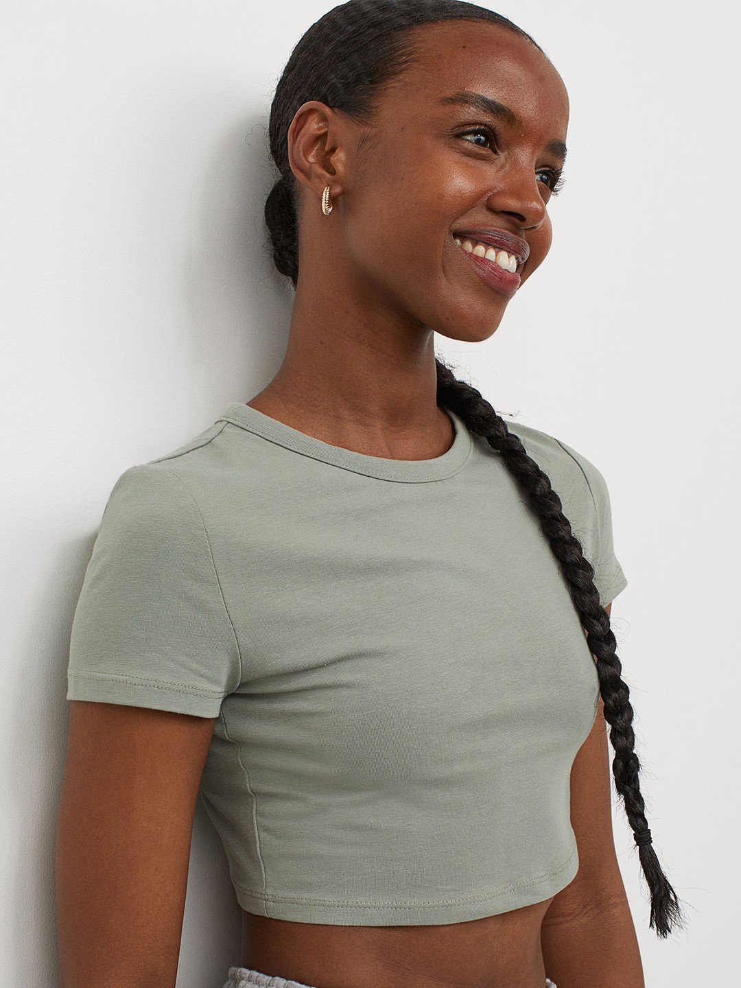 

H&M Green Cotton Cropped Top