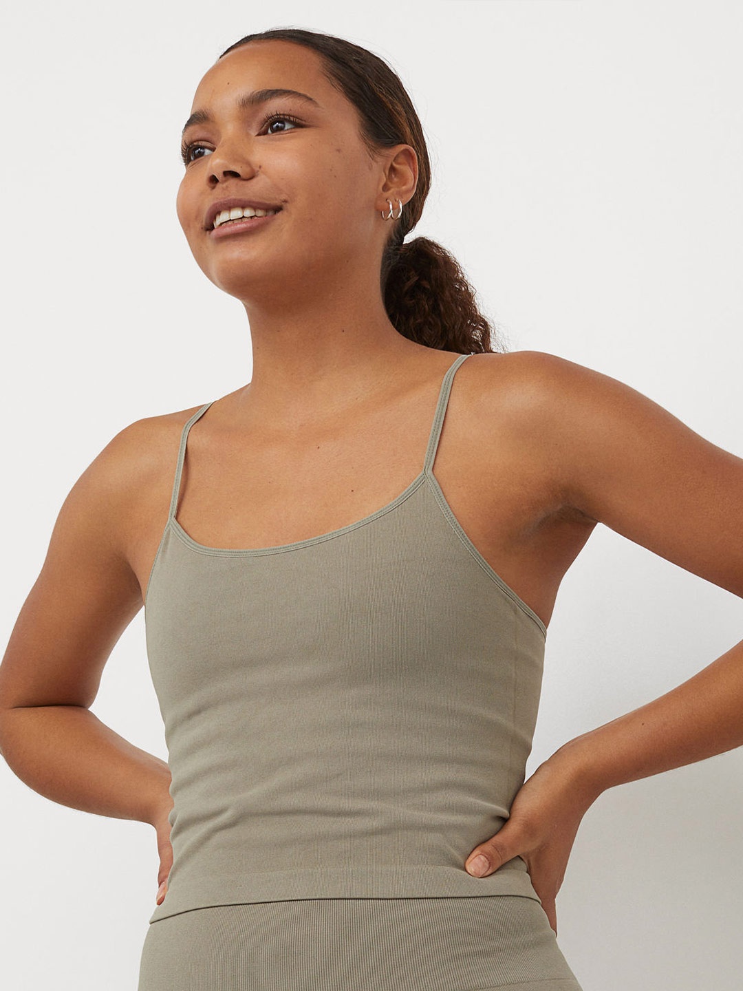 

H&M Women Green Seamless Sports Top