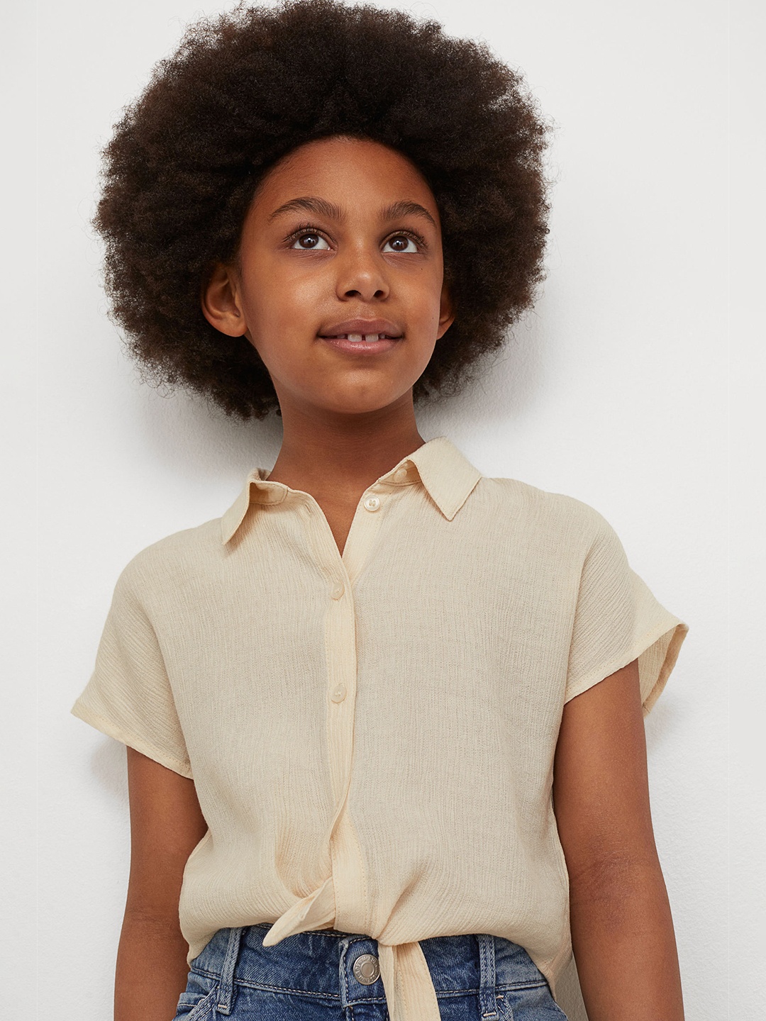 

H&M Girls Beige Tie-Front Blouse
