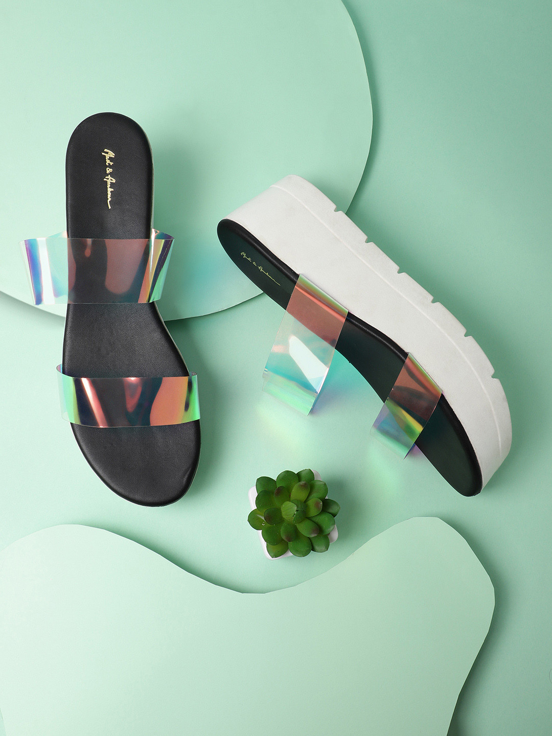 

Mast & Harbour Transparent Iridescent Effect Flatform Heels