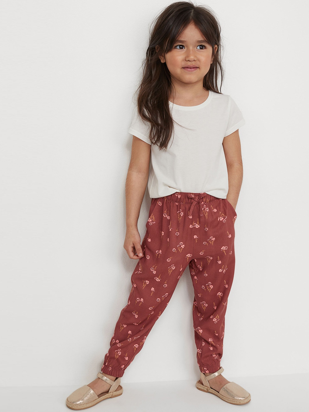 

H&M Girls Red & Pink Printed Woven Joggers