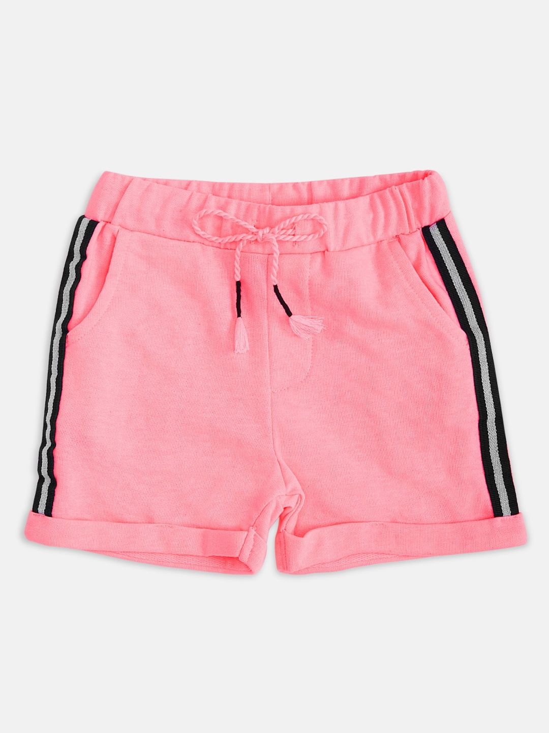 

Pantaloons Baby Girls Pink and Black Mid-Rise Regular Shorts
