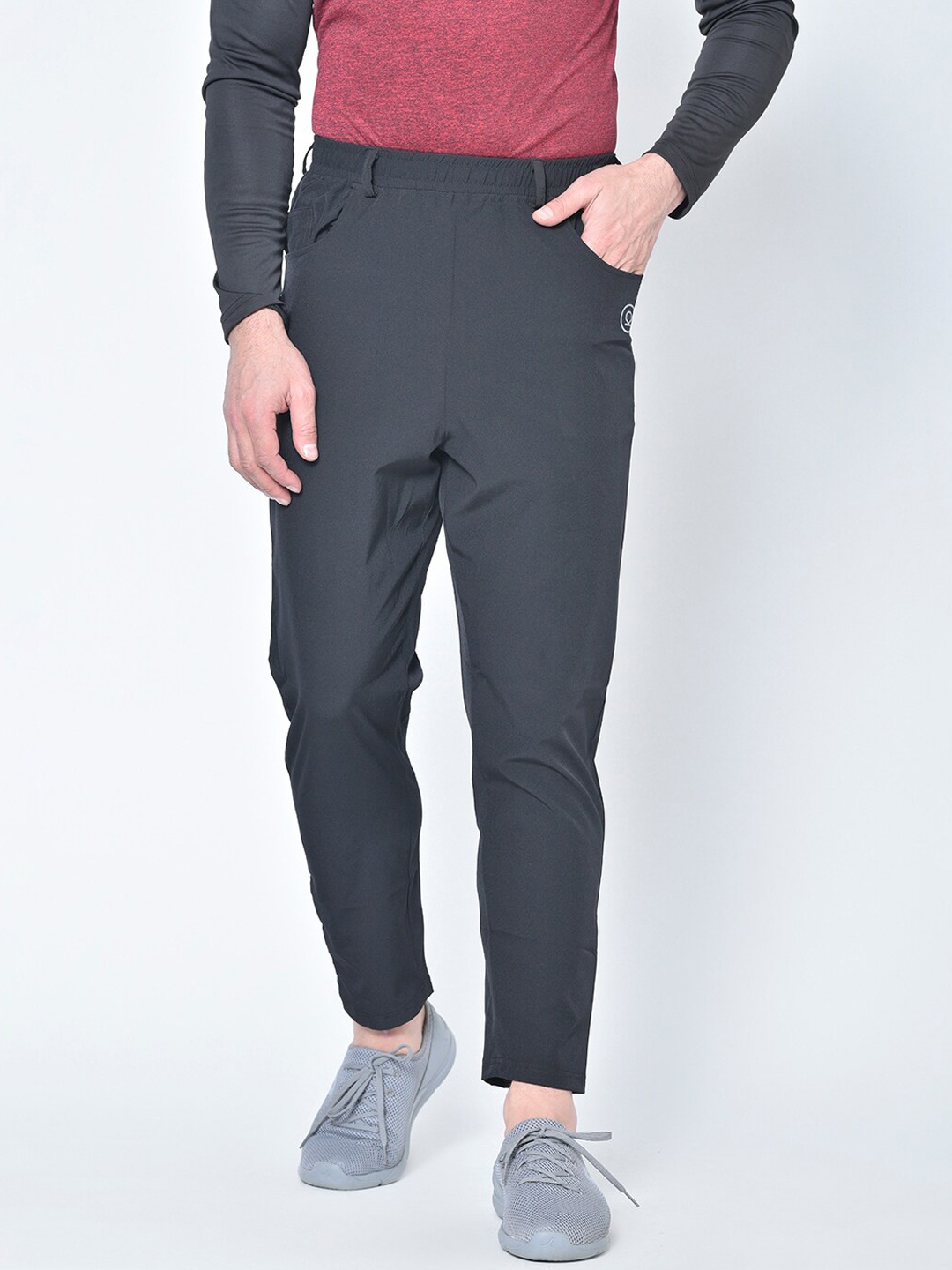 

CHKOKKO Men Black Solid Straight-Fit Gym Track Pants