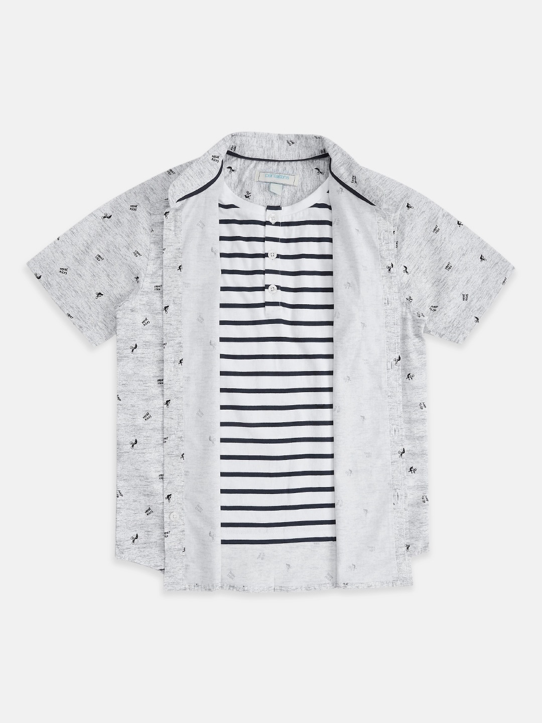 

Pantaloons Junior Boys Grey Striped Casual Shirt