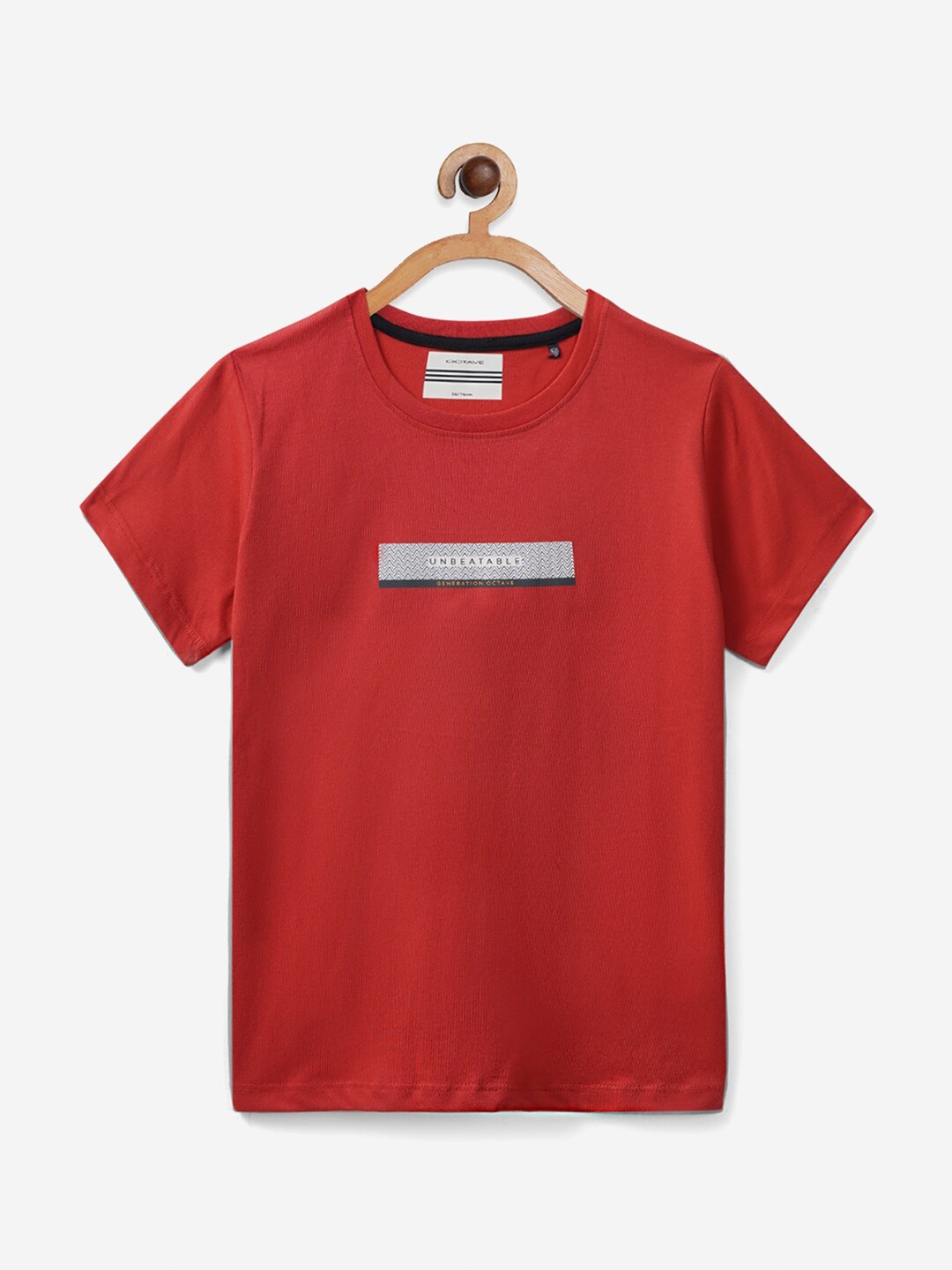 

Octave Boys Red Geometric Printed T-shirt