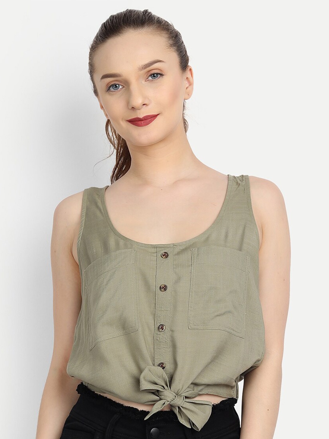 

River Of Design Jeans Olive Green Regular Top