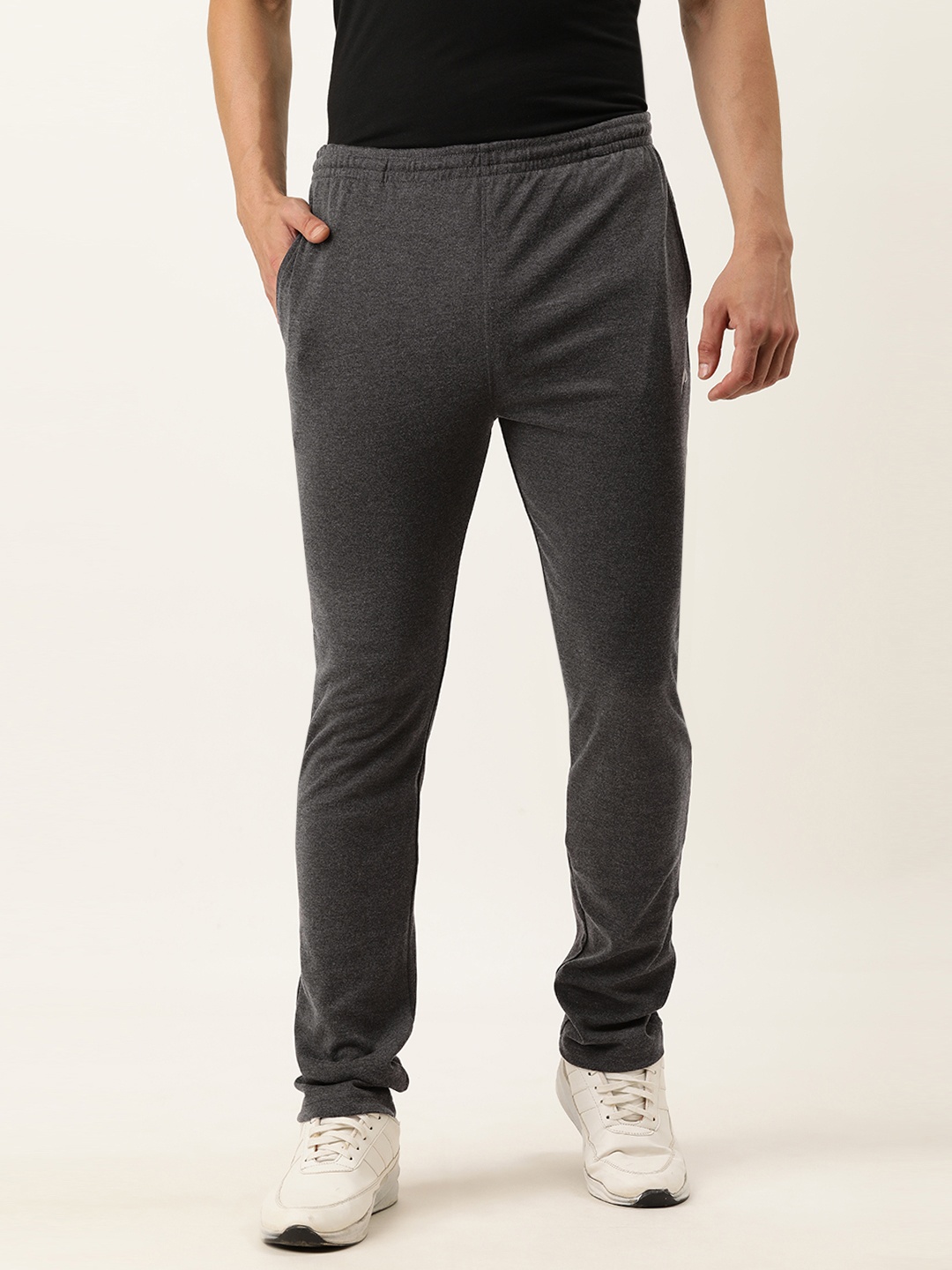 

Proline Active Men Grey Solid Mid Rise Elasticated Casual Track Pants