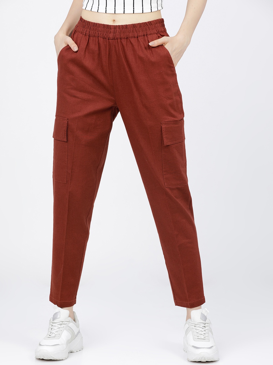 

Tokyo Talkies Women Rust Cargos Trousers