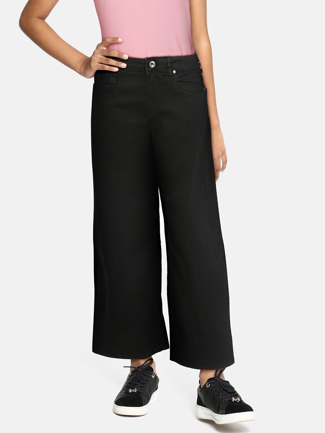 

UTH by Roadster Girls Black Wide Leg Stretchable Jeans