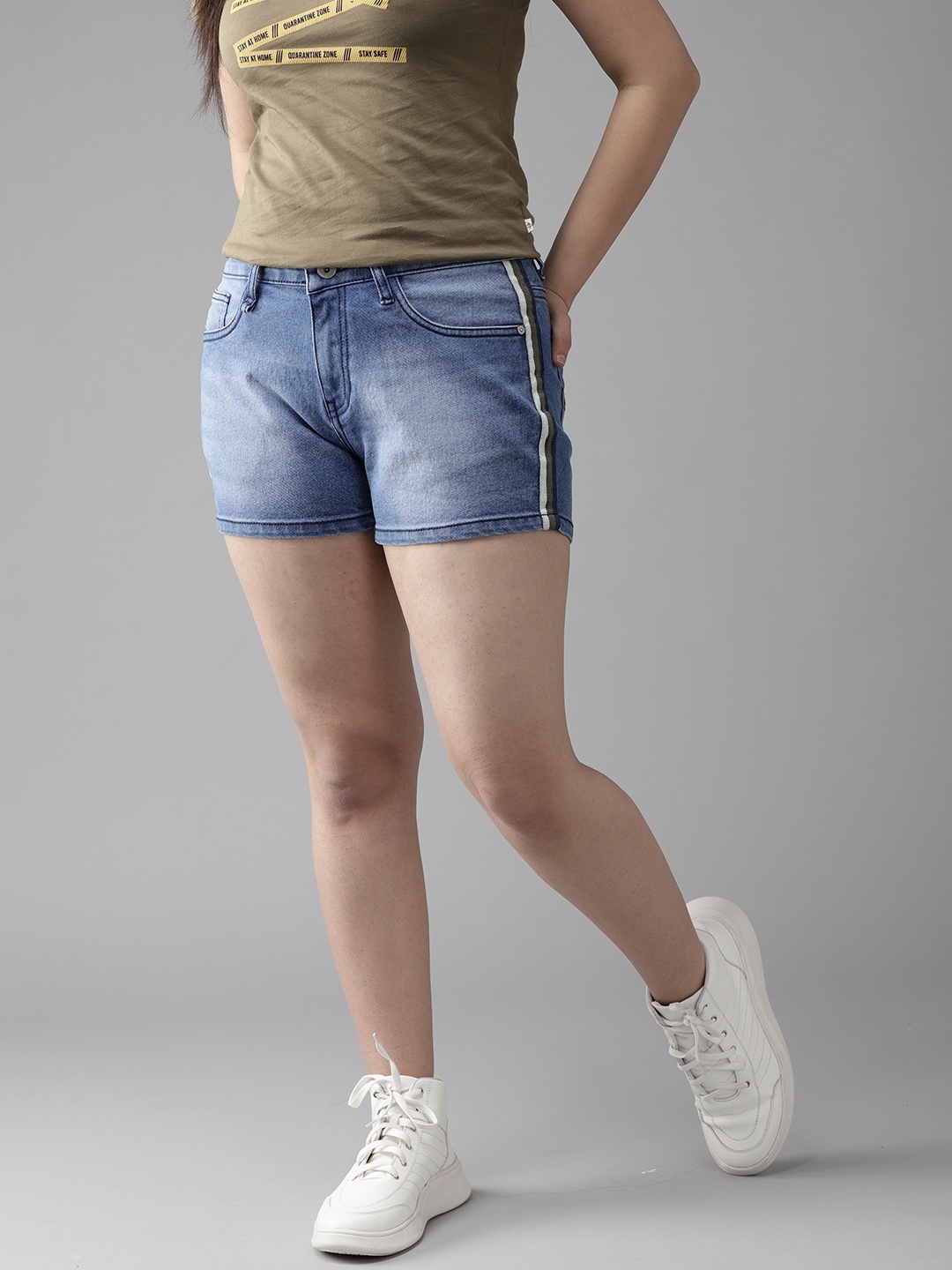 

UTH by Roadster Girls Blue Washed Denim Shorts