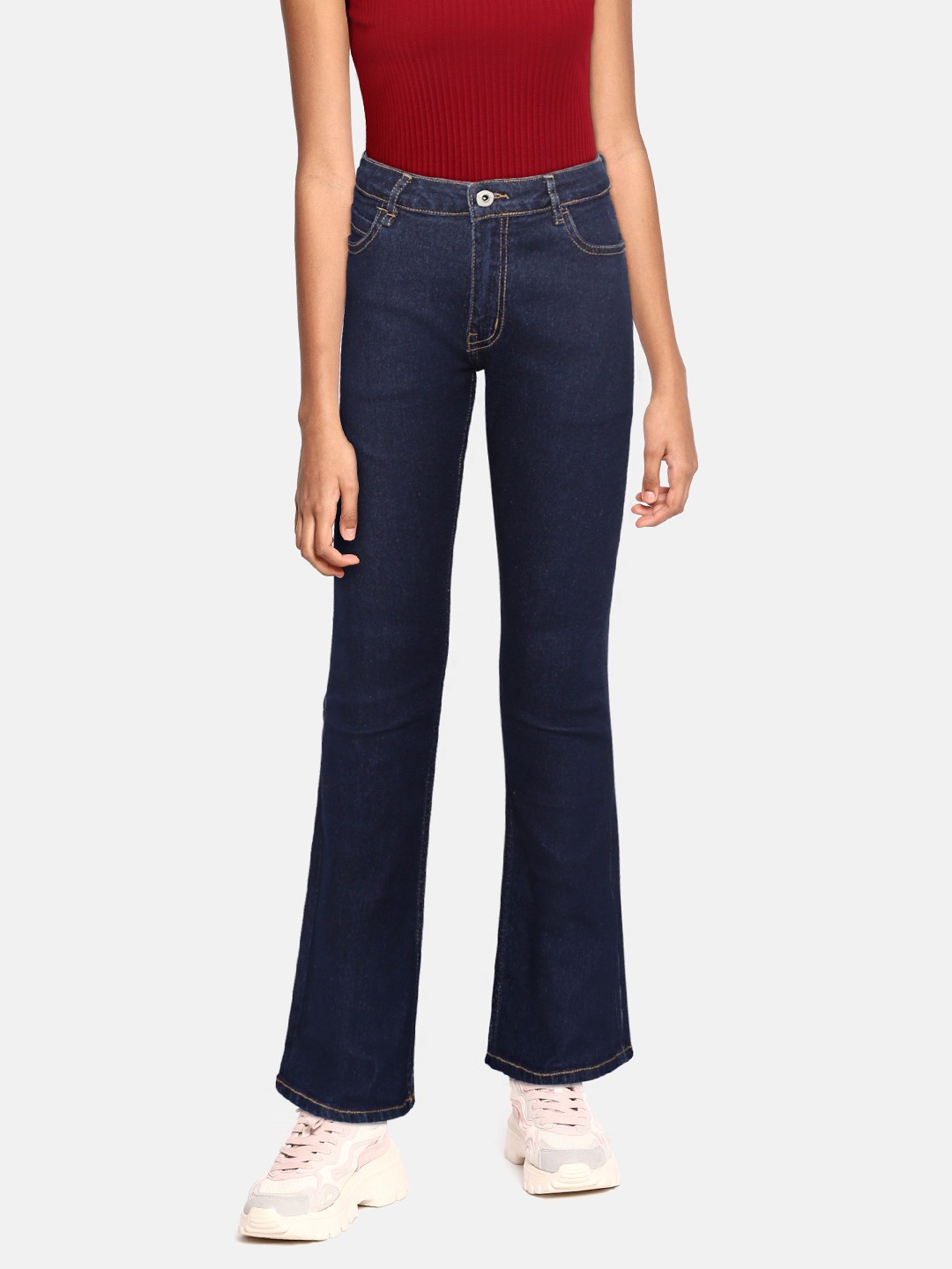 

UTH by Roadster Girls Navy Blue Bootcut Stretchable Jeans