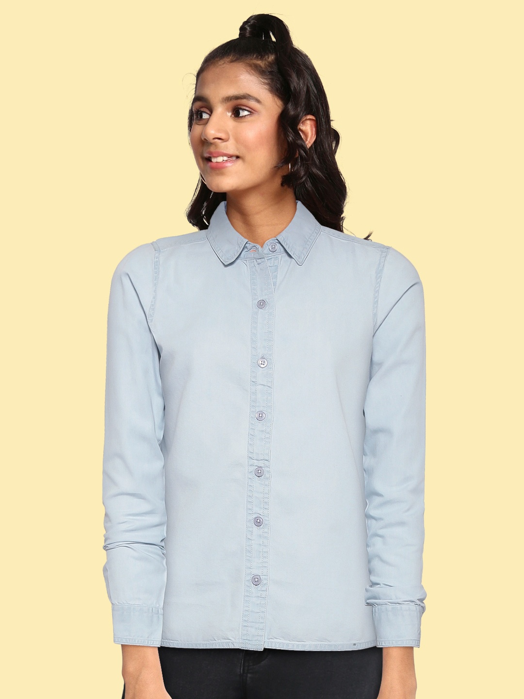 

UTH by Roadster Girls Blue Cotton Denim Casual Shirt