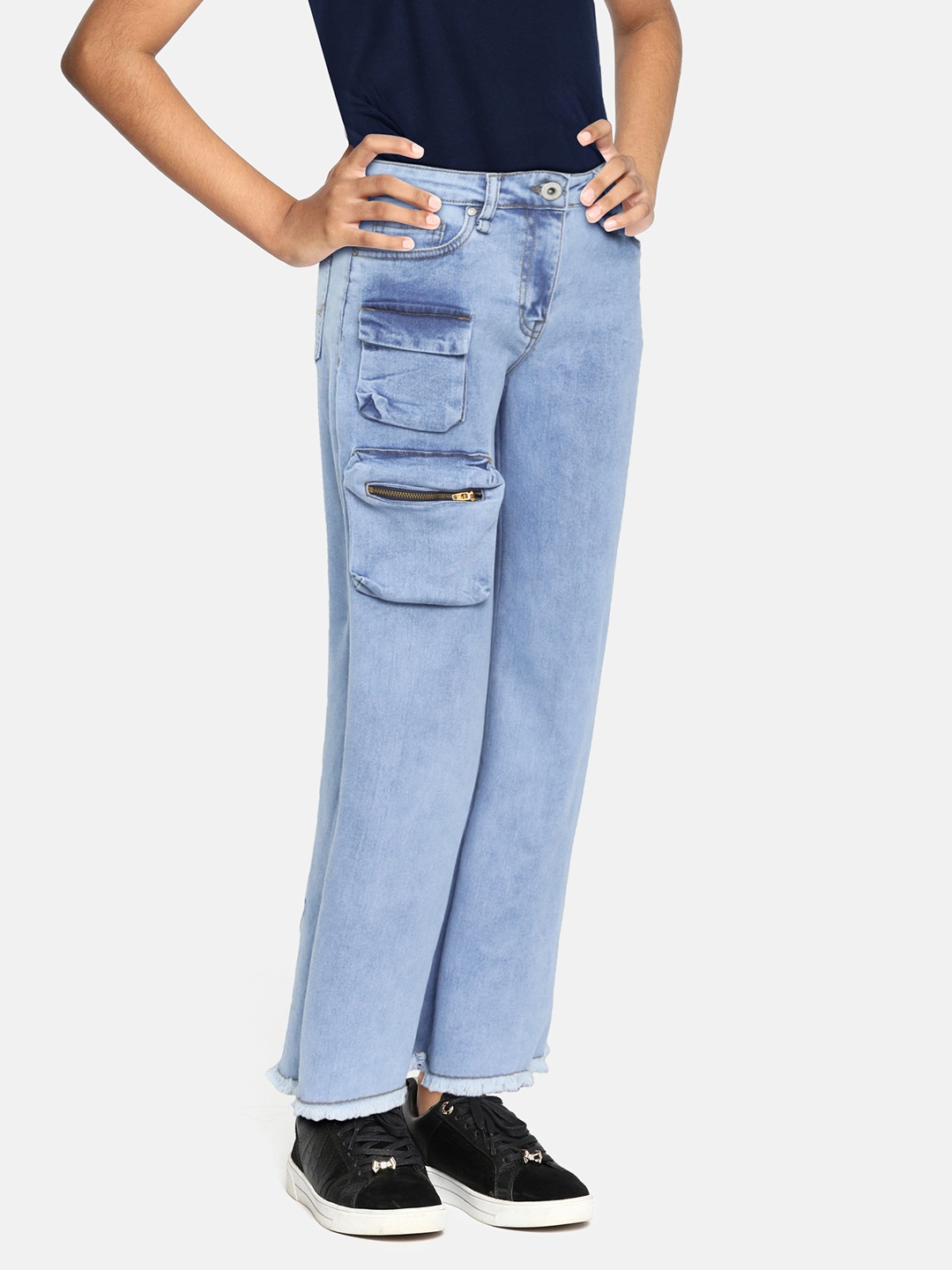 

UTH by Roadster Girls Blue Wide Leg Mid-Rise Stretchable Jeans